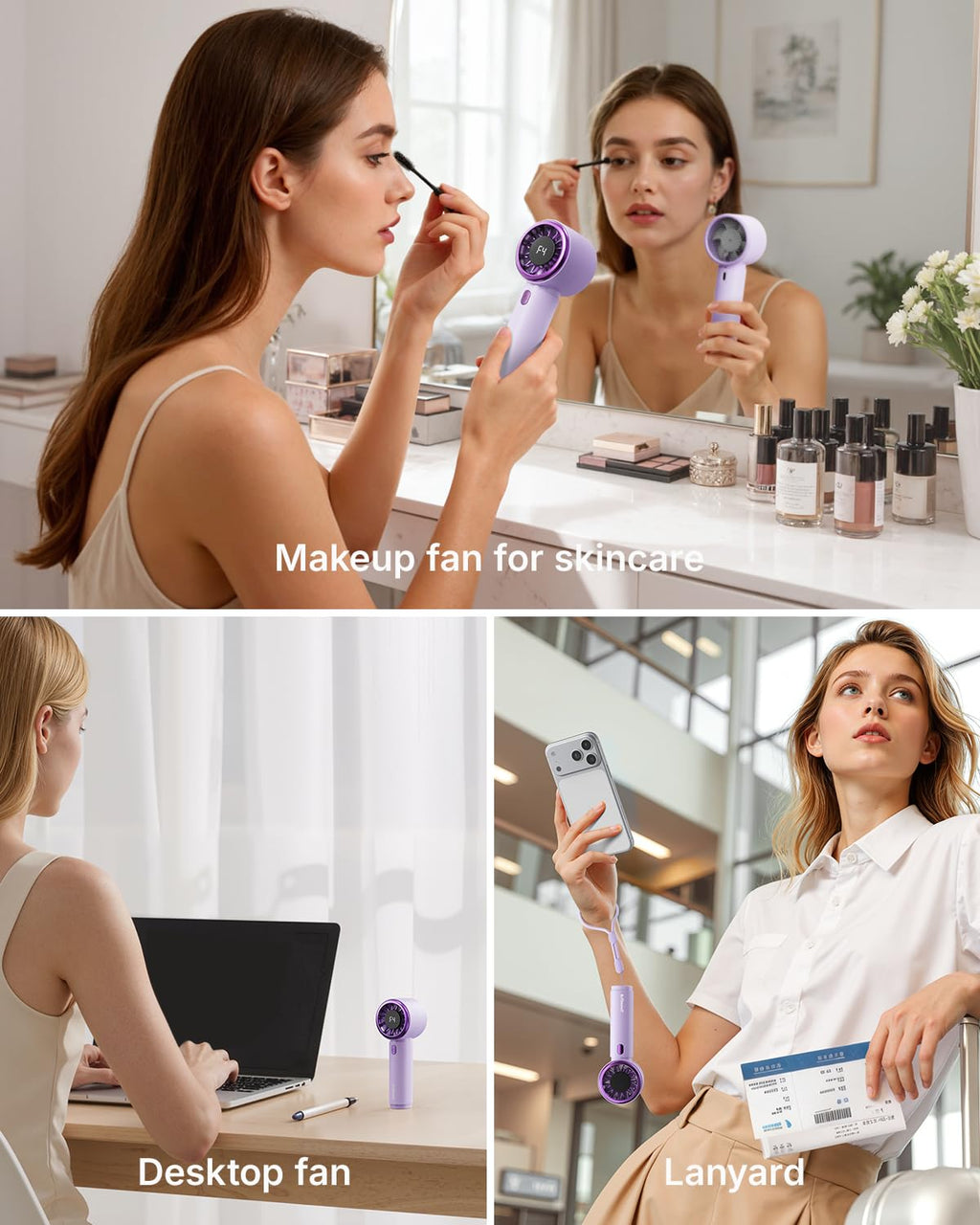 SWEETFULL Portable Handheld Fan, Mini Rechargeable Personal Hand Fan