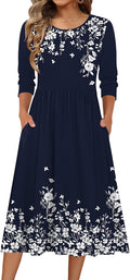 Zeagoo 3/4 Sleeve Women's Dress Casual Aline Summer Fall Midi Long Dresses