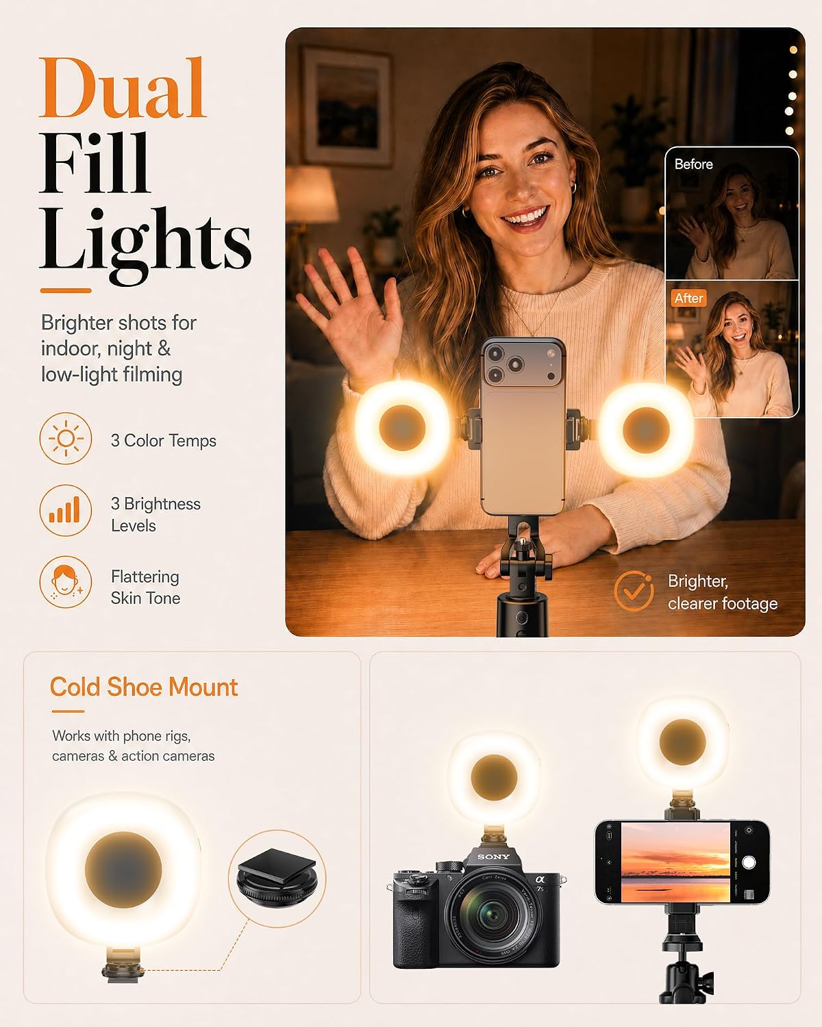 UBeesize 71" Vlogging Kit, Face Tracking Tripod, Desk Stand, Mics & Light