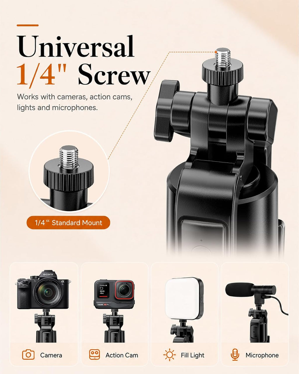 UBeesize 71" Vlogging Kit, Face Tracking Tripod, Desk Stand, Mics & Light