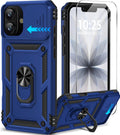 Taisairu for iPhone 17 Case with Screen Protector & Slide Camera Lens Cover, Built-in 360°Rotate Ring Stand Shockproof Protective Phone Case for iPhone 17 Phone Case (Blue)