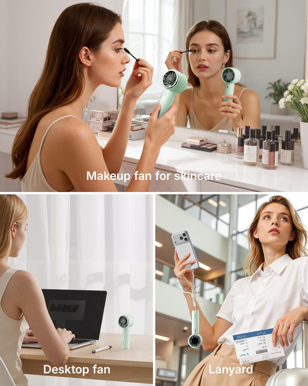 SWEETFULL Portable Handheld Fan, Mini Rechargeable Personal Hand Fan