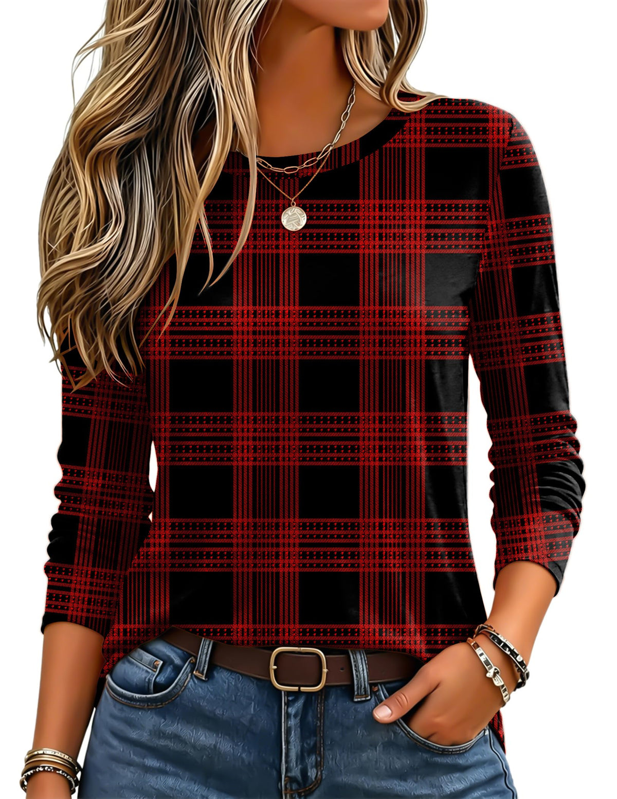Zeagoo Women's Casual Shirts Long Sleeve Tops Crewneck Tshirts Fall Clothes