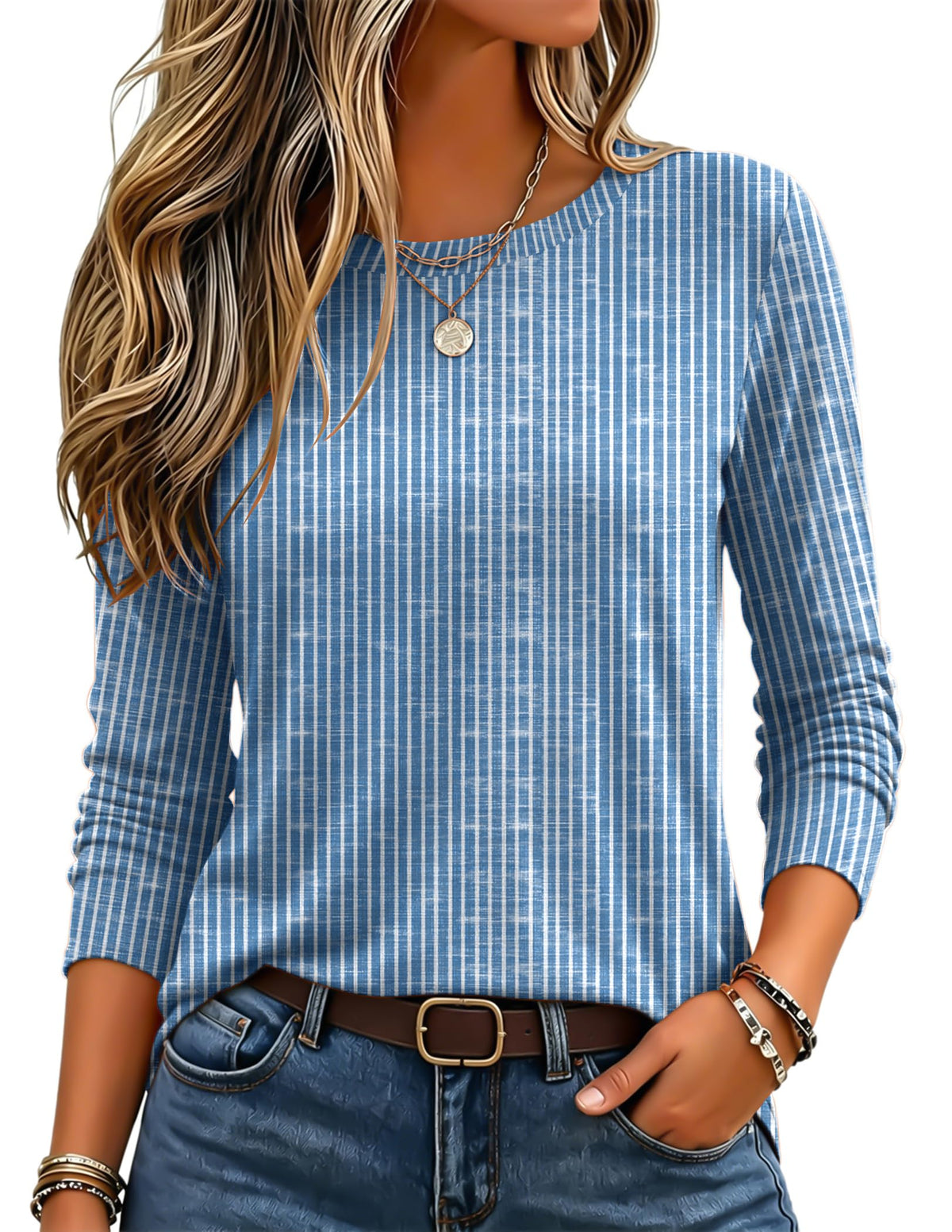 Zeagoo Women's Casual Shirts Long Sleeve Tops Crewneck Tshirts Fall Clothes