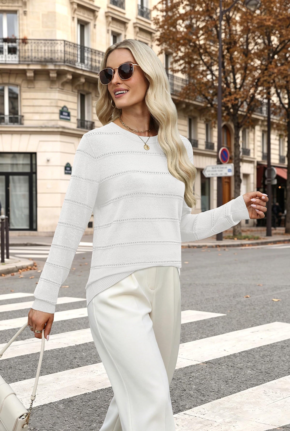 WIHOLL Fall Outfits for Women 2026 Hollow Out Knit Sweater Fashion Clothing
