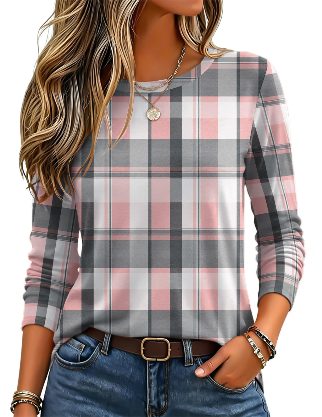 Zeagoo Women's Casual Shirts Long Sleeve Tops Crewneck Tshirts Fall Clothes