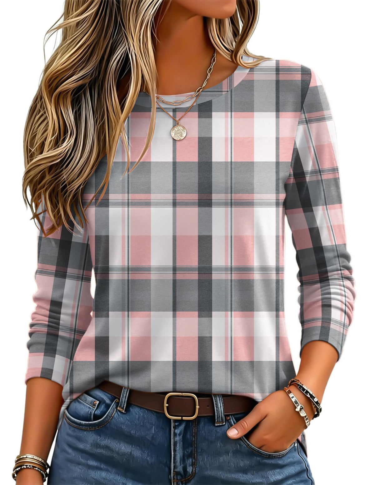 Zeagoo Women's Casual Shirts Long Sleeve Tops Crewneck Tshirts Fall Clothes