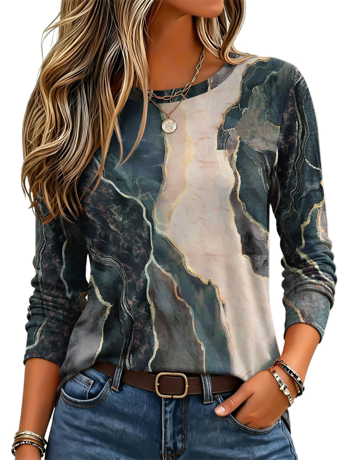 Zeagoo Women's Casual Shirts Long Sleeve Tops Crewneck Tshirts Fall Clothes