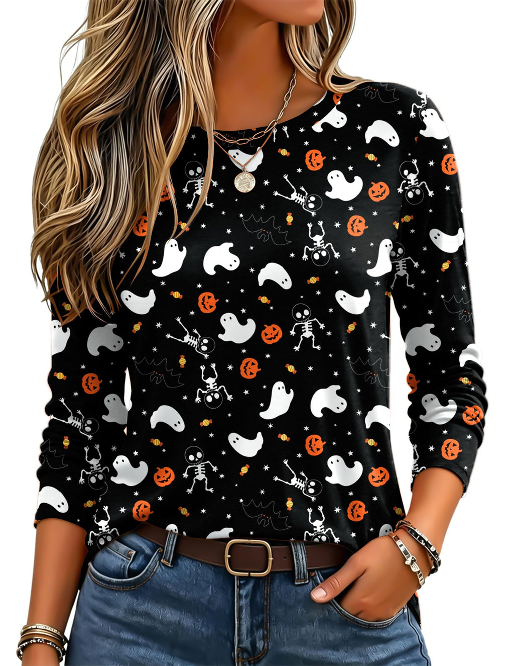 Zeagoo Women's Casual Shirts Long Sleeve Tops Crewneck Tshirts Fall Clothes