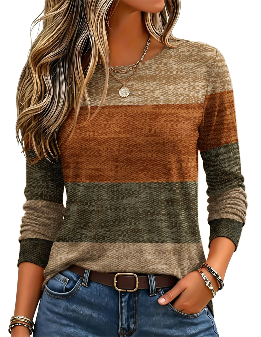 Zeagoo Women's Casual Shirts Long Sleeve Tops Crewneck Tshirts Fall Clothes